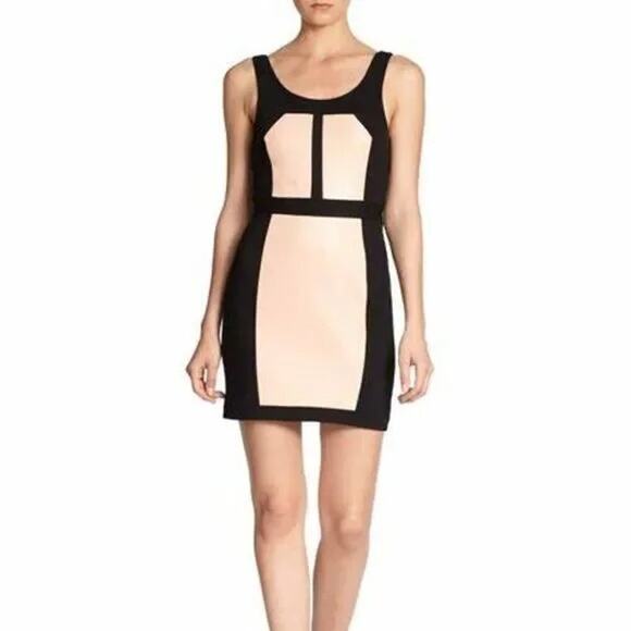 NWT Rebecca Minkoff Stella Sheath Two Toned Black & Nude Mini Dress Size 2 - Picture 1 of 5